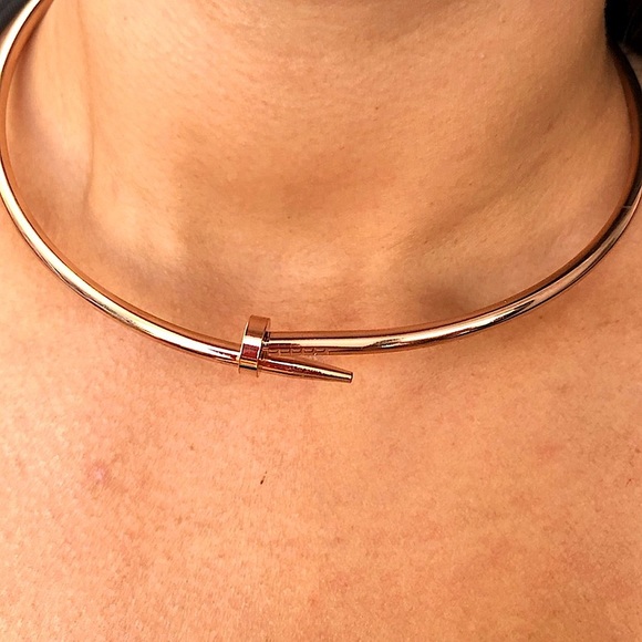 Rose Gold Nail Choker Necklace Luxury Minimalist - Picture 2 of 3